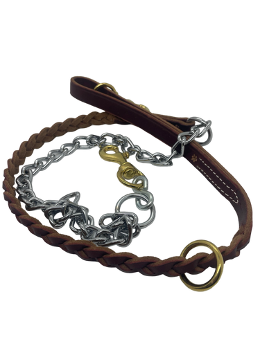 Braided leather/chain lead