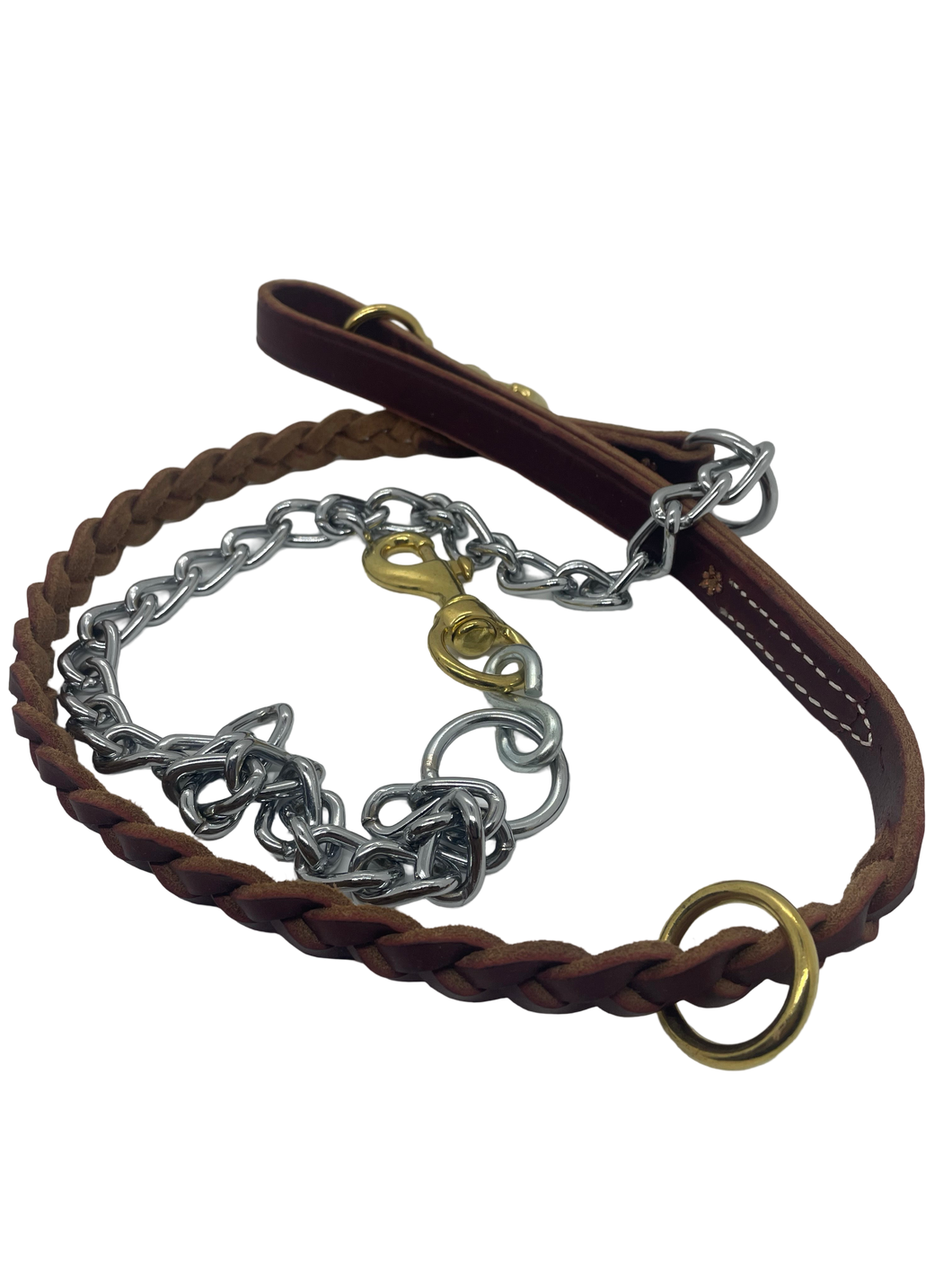 Braided leather/chain lead