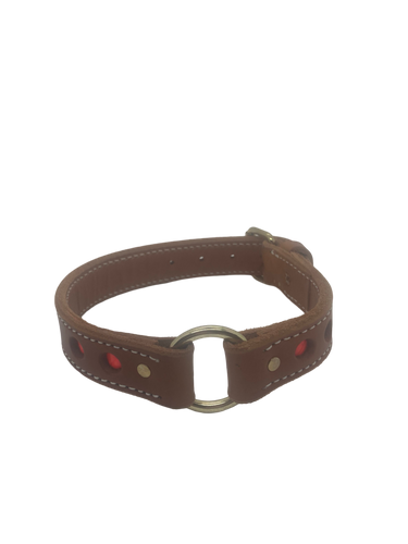 18” leather collar w/ reflective circle