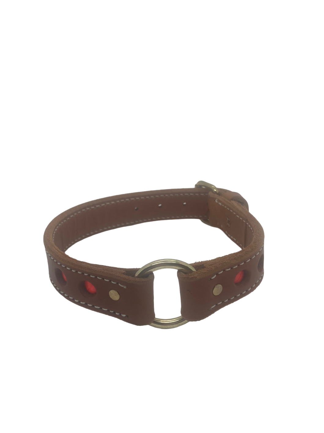 18” leather collar w/ reflective circle