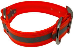 1 1/2”  wide 18” long  Dayglo reflective collar