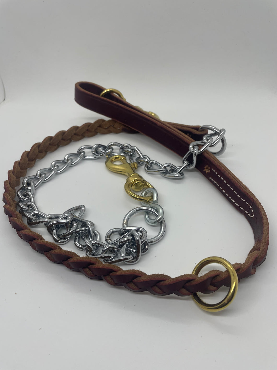 Braided leather/chain lead