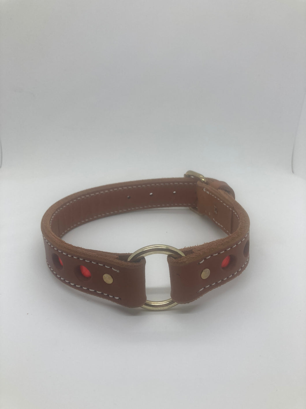 18” leather collar w/ reflective circle